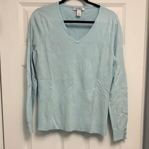 White House Black Market Light Blue V-Neck Sweater